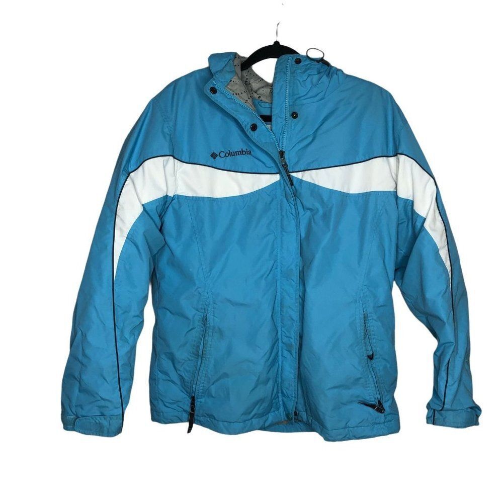 Columbia Womens Jacket Blue Size Large Winter Sherpa Lined Hooded